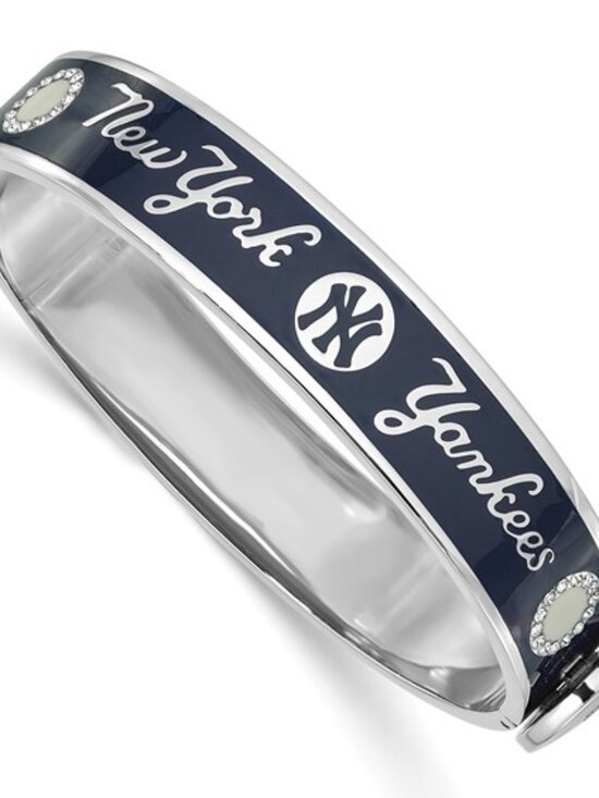 MLB Jewelry - Stainless Steel MLB New York Yankees Enameled and Crystal Hinged Bangle